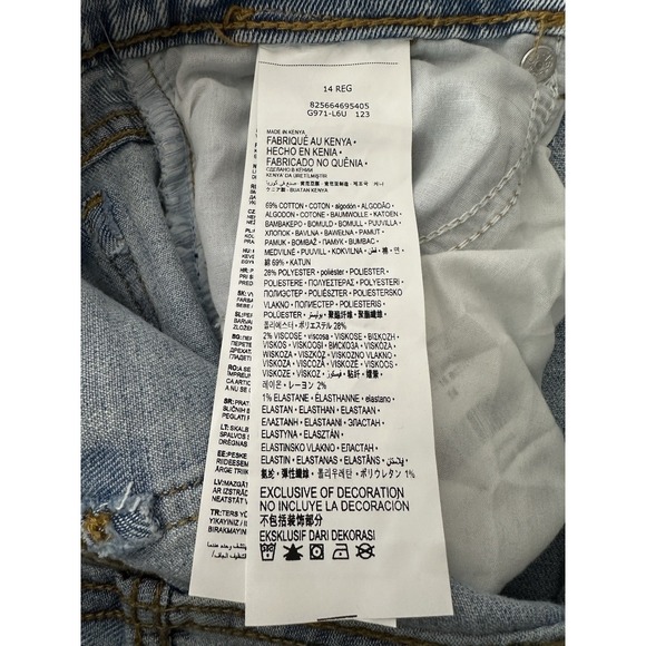 New Levi's Wide Leg Denim Jeans Girls Size 14 Blue Denim Classic Distressed - Picture 5 of 8